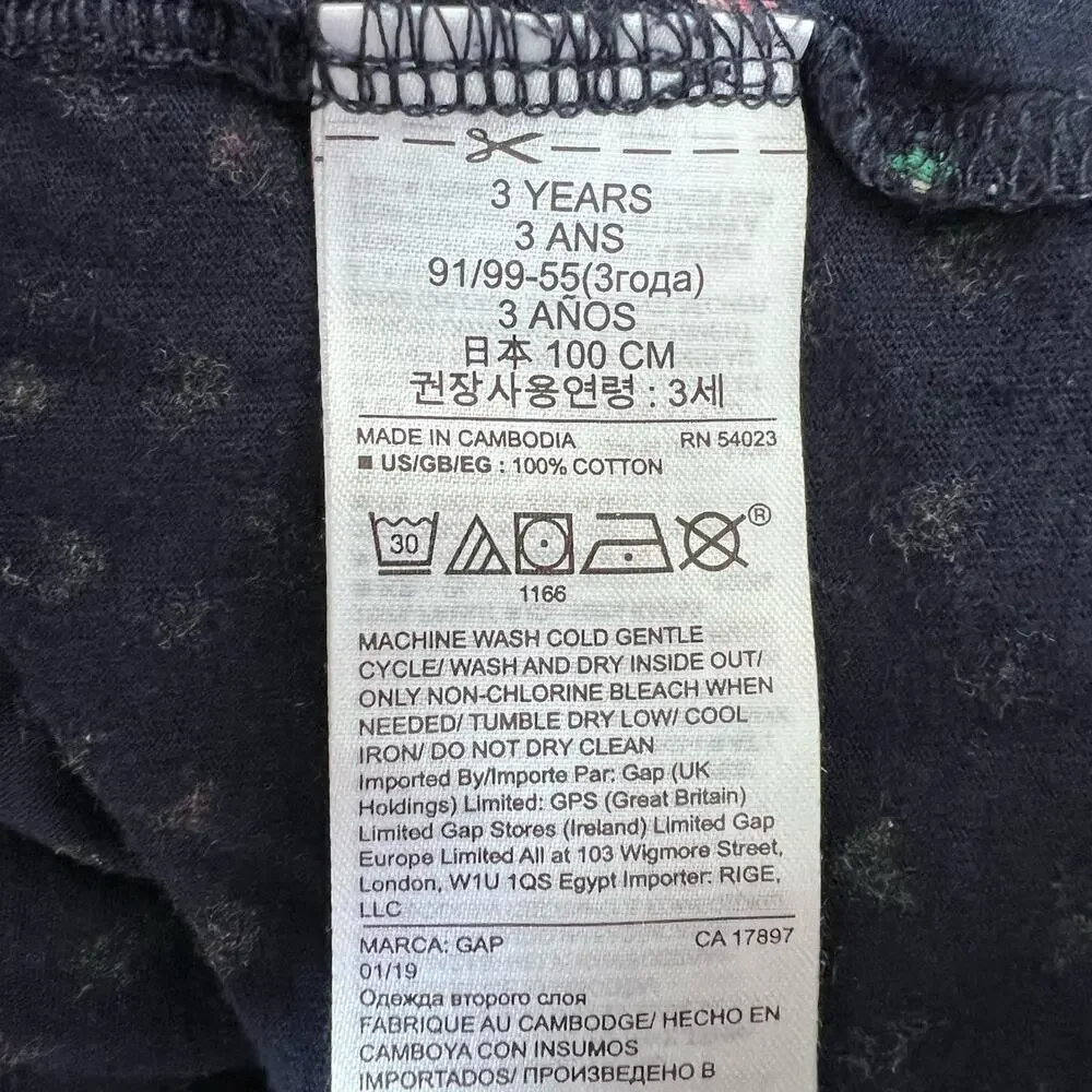 Baby Gap Dress Girls 3T Navy Blue Rainbow Hearts Tank Cotton Casual